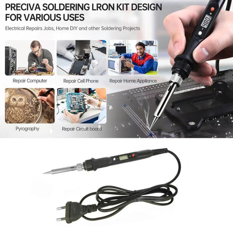 80W High Power Digital Display Adjustable Electric Soldering Iron Welding Pen Set Circuit Board Repair Welding Tool US Plug