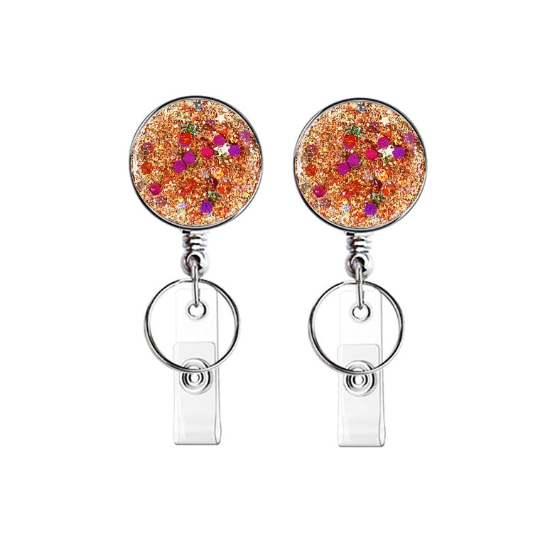 2pcs Diamond Glitter Sequins Retractable Pull Badge Reel Name Tag Card Badge Holder