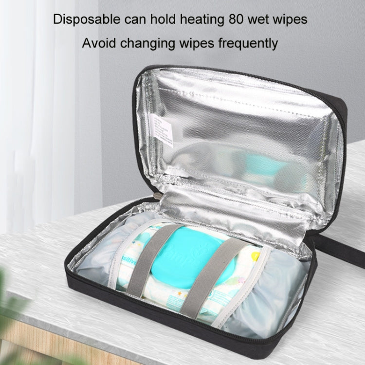 USB Portable Smart Adjustable Constant Temperature Baby Wipes Heating Bag(Black)
