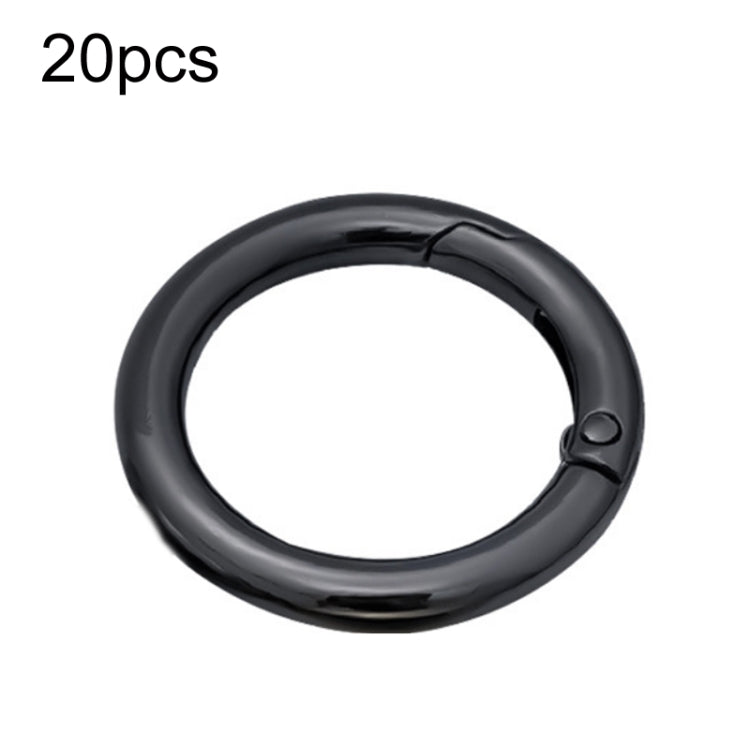 20pcs Zinc Alloy Spring Ring Metal Open Bag Webbing Keychain, Specification: Inch 2 Black