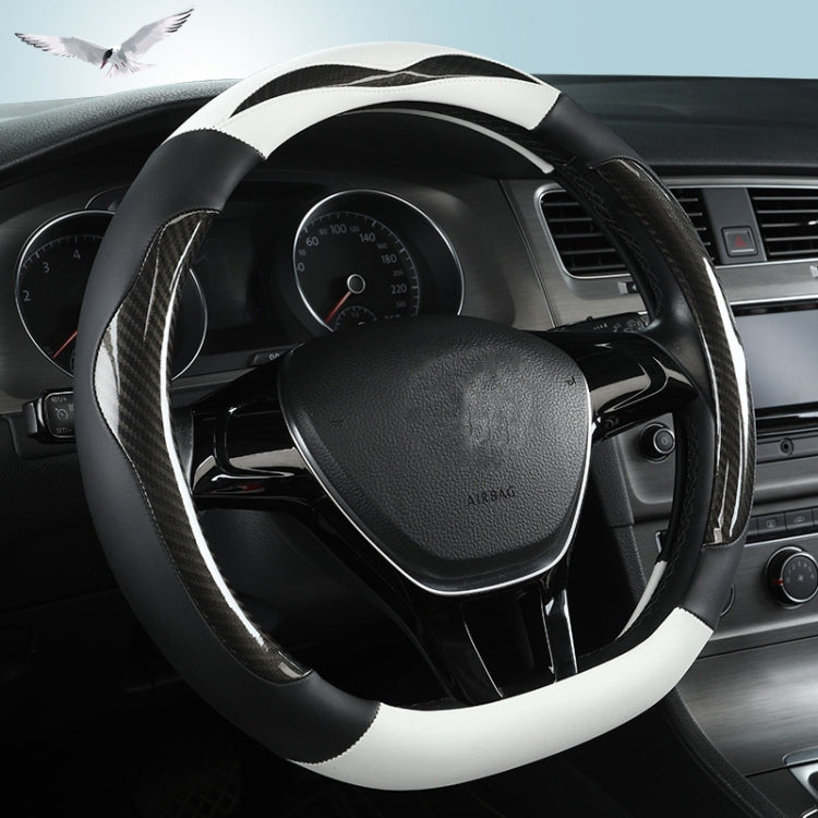 Carbon Fiber Leather Four Season Universal D Type Steering Wheel Cover, Size: 38cm