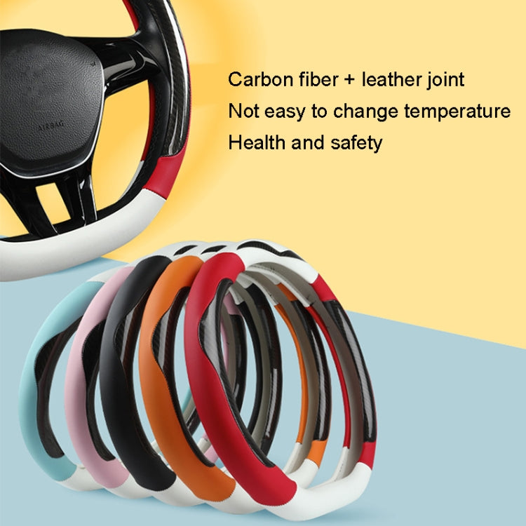 Carbon Fiber Leather Four Season Universal D Type Steering Wheel Cover, Size: 38cm