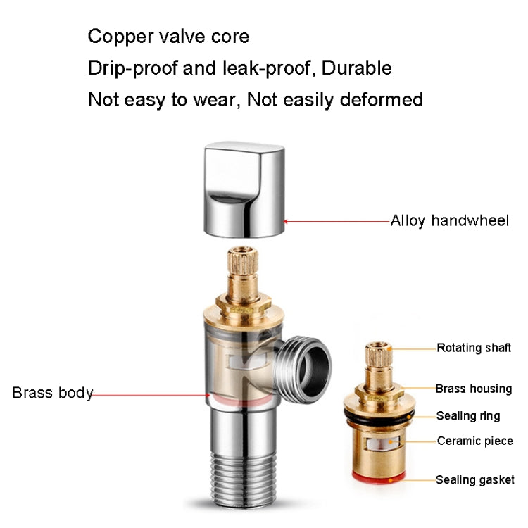Full Copper Thickened Universal Corner Valve Washing Machine Water Stop Valve, Color: Chrome Plated