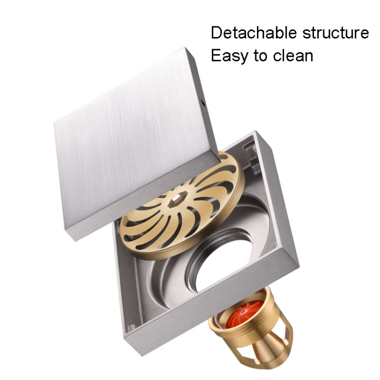 Bathroom Large Displacement Anti-odor Floor Drain, Style: K8012 Chrome Plated+Magnetic Suspension