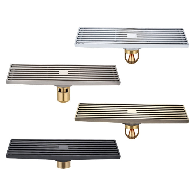 8x30cm Extended Full Copper Strip Floor Drain, Style: K8036 Bronze+Copper Self Seal