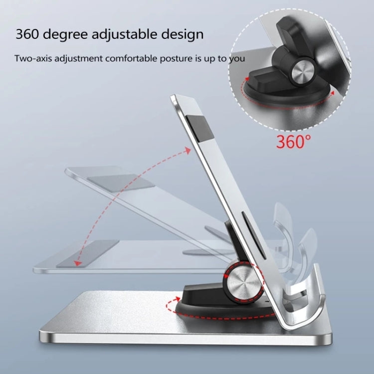 TM08 Aluminum Alloy Mobile Phone Tablet Bracket 360 Degree Rotating Base Desktop Lazy Bracket(Silver)