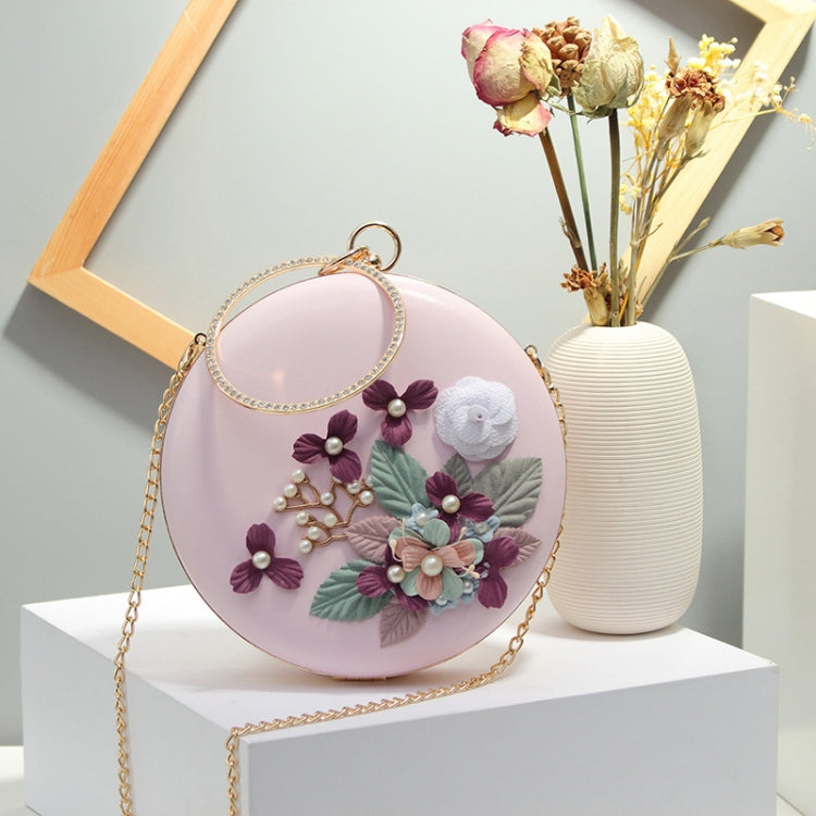 Oms-107 Flower and Pearls Embellished Handbag Metal Buckle Chain Shoulder Bag