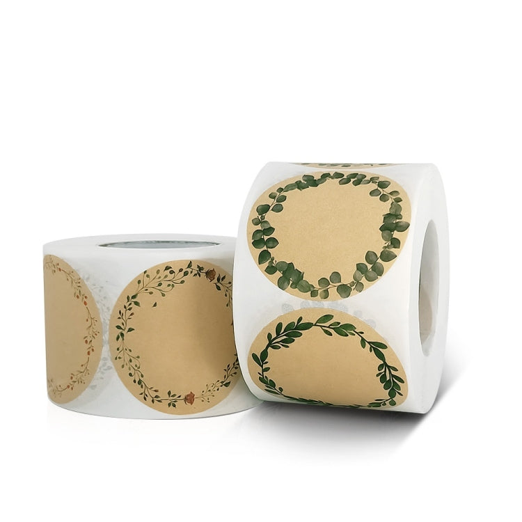 5 rolls Kraft Paper Flower Plant Sticker Gift Packaging Decoration Sticker, Size: 5.0cm