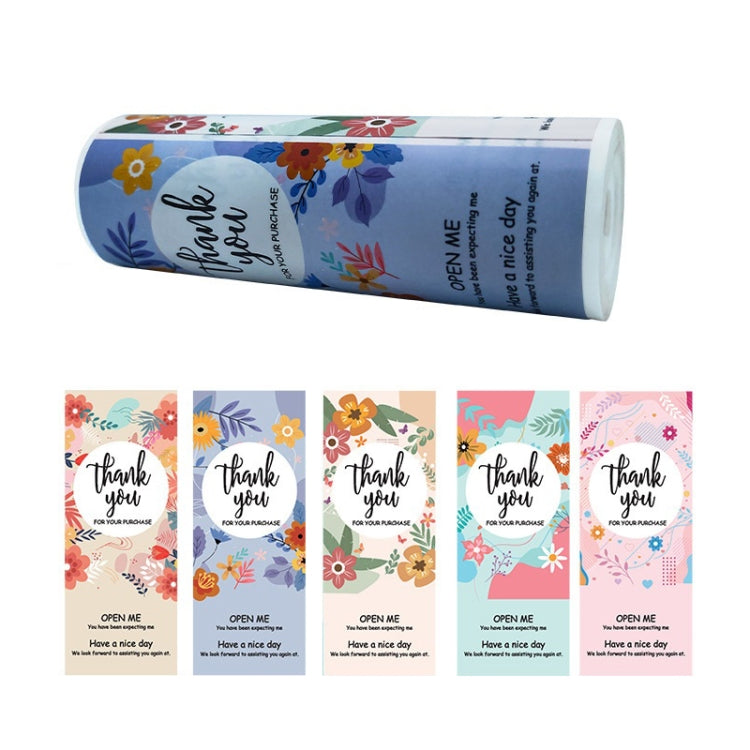 5 rolls Floral Thank You Label Sticker Handicraft Decoration Small Gift Sticker