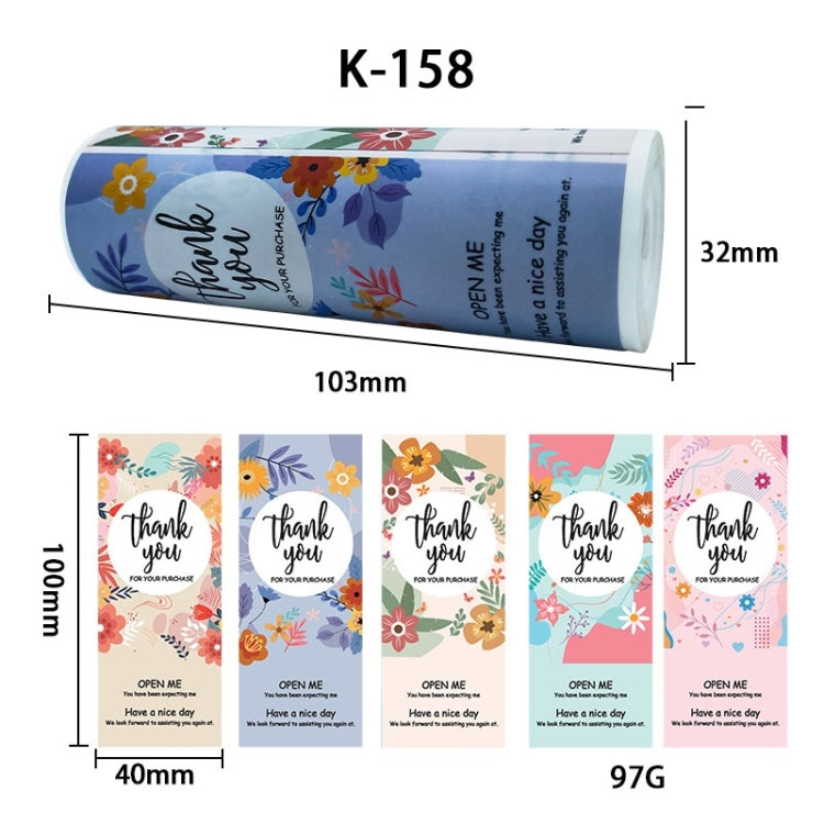 5 rolls Floral Thank You Label Sticker Handicraft Decoration Small Gift Sticker