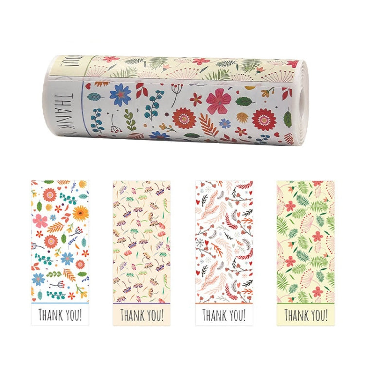 5 rolls Floral Thank You Label Sticker Handicraft Decoration Small Gift Sticker