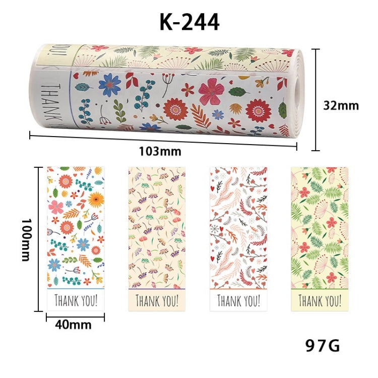 5 rolls Floral Thank You Label Sticker Handicraft Decoration Small Gift Sticker