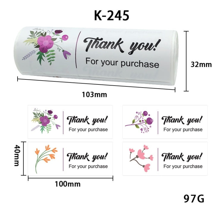 5 rolls Floral Thank You Label Sticker Handicraft Decoration Small Gift Sticker