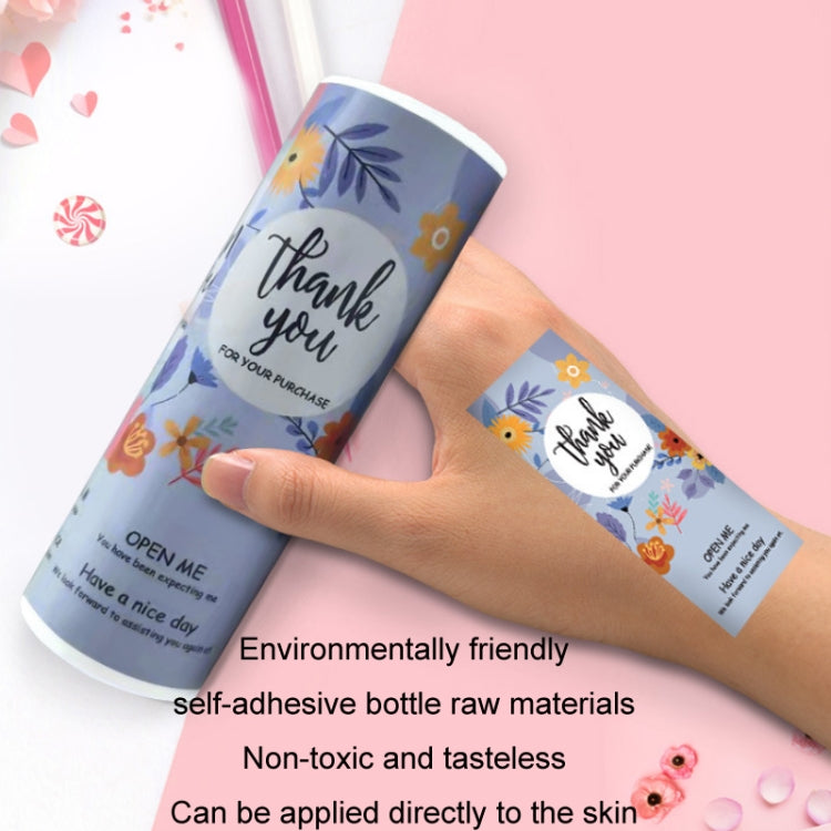 5 rolls Floral Thank You Label Sticker Handicraft Decoration Small Gift Sticker