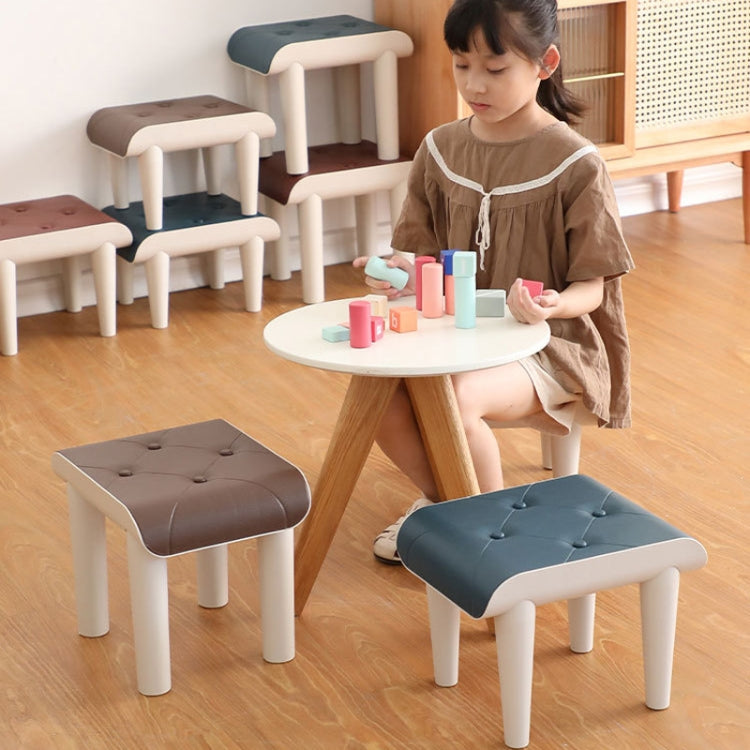 Plastic Leather Retro Stool Kindergarten Home Shoes Stool, Color: Brown Small
