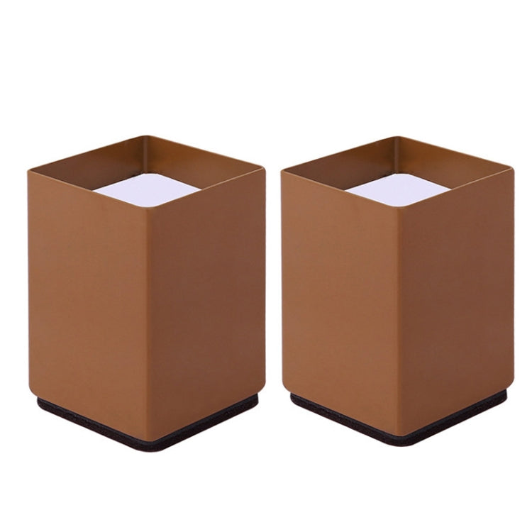 2pcs/set Furniture Carbon Steel Wraparound Heightening Foot Pad, Style: Square 6x10cm (Brown)