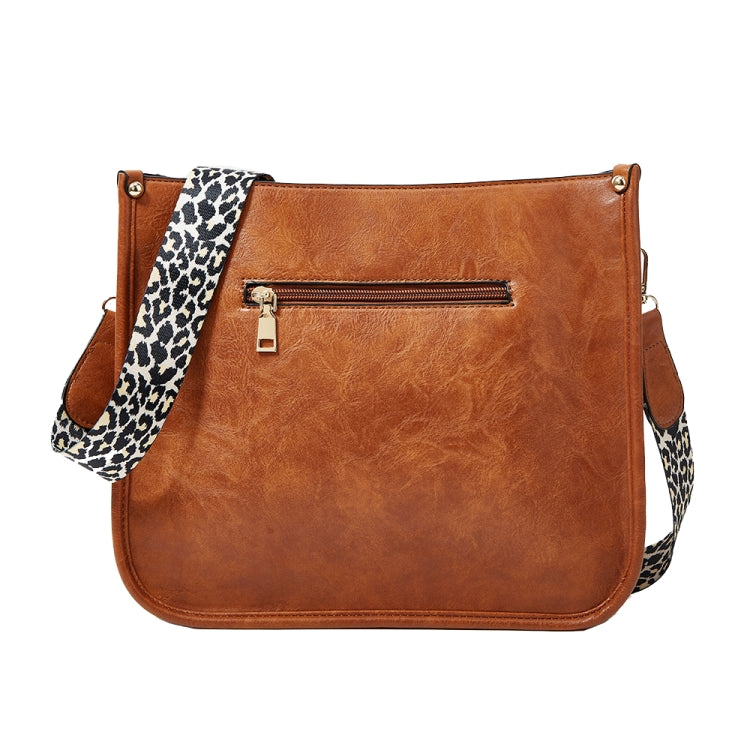 013 Leopard Strap PU Leather Single-shoulder Waterproof Crossbody Tote Bag