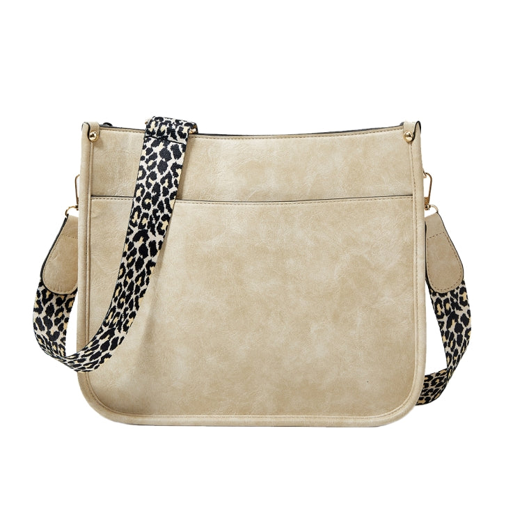 013 Leopard Strap PU Leather Single-shoulder Waterproof Crossbody Tote Bag