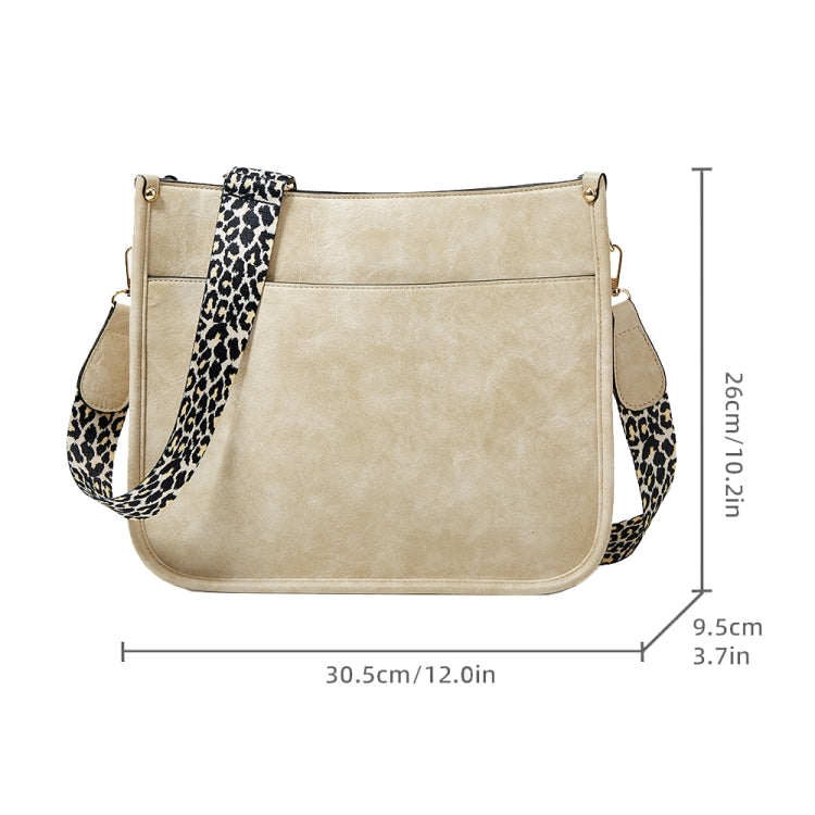 013 Leopard Strap PU Leather Single-shoulder Waterproof Crossbody Tote Bag