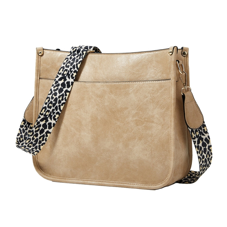 013 Leopard Strap PU Leather Single-shoulder Waterproof Crossbody Tote Bag