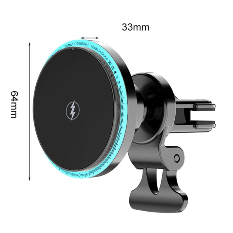 M2 Magnetic Car Wireless Fast Charging Mobile Phone Holder with LED Ambient Light(Black)