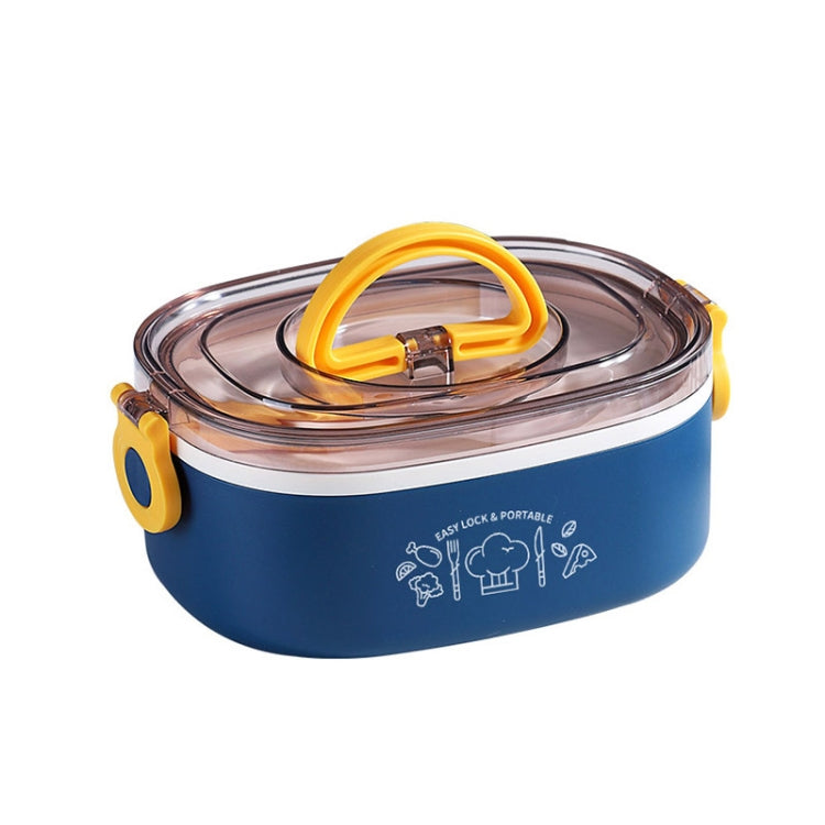 Large Capacity Oval Divided Portable Office Insulation Lunch Box, Specification: 600ml (Stainless Blue)