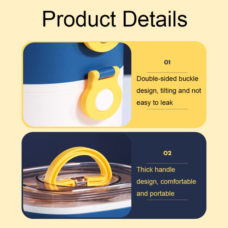 Large Capacity Oval Divided Portable Office Insulation Lunch Box, Specification: 600ml (Stainless Yellow)