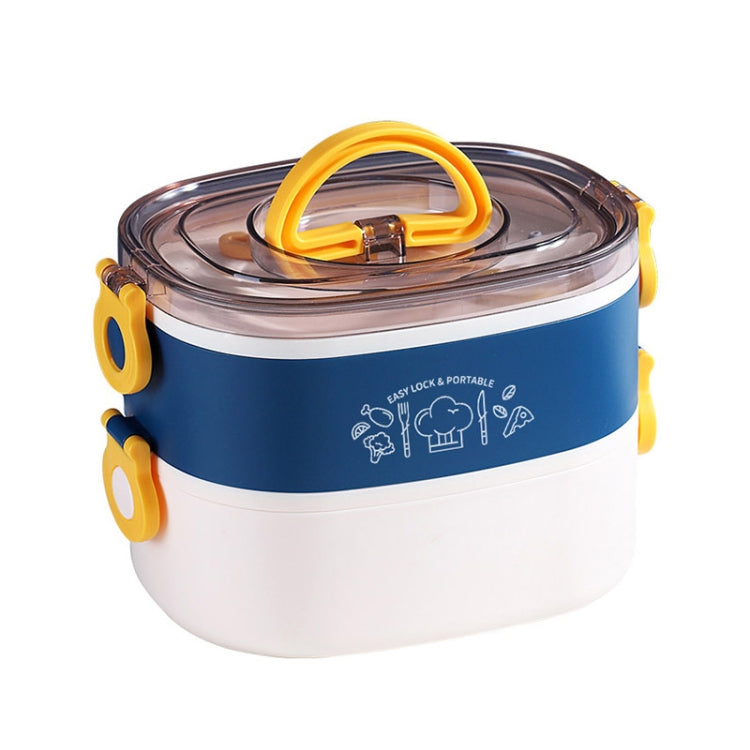 Large Capacity Oval Divided Portable Office Insulation Lunch Box, Specification: 1.2L (Stainless Blue)