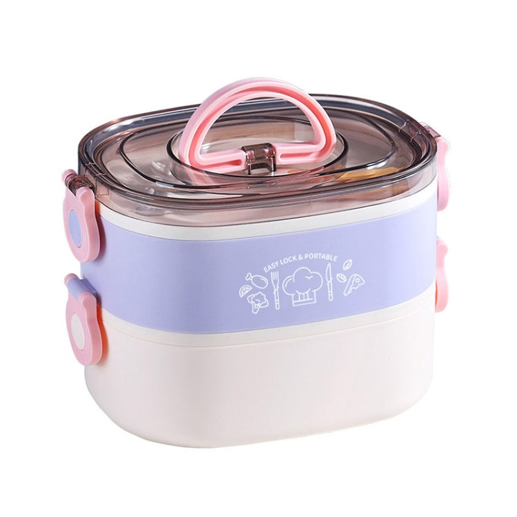 Large Capacity Oval Divided Portable Office Insulation Lunch Box, Specification: 1.2L (Stainless Purple)