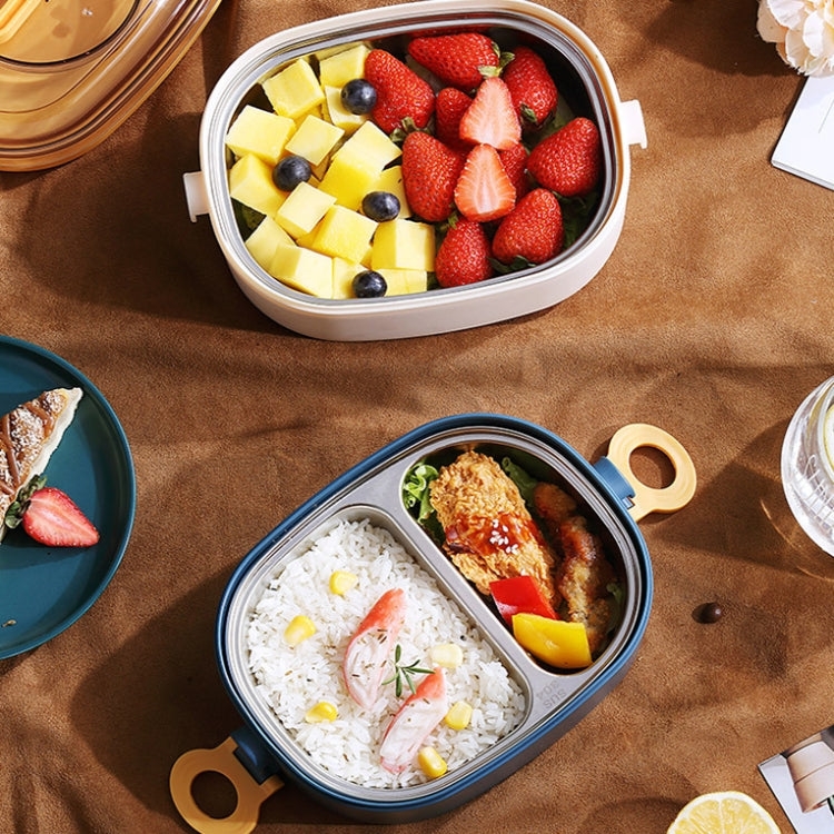 Large Capacity Oval Divided Portable Office Insulation Lunch Box, Specification: 600ml (Plastic Yellow)