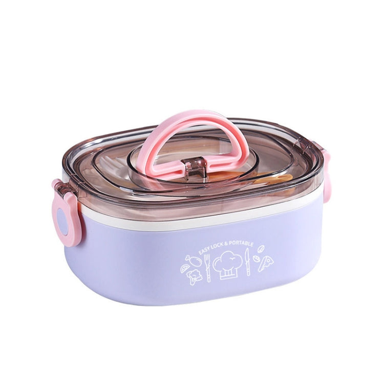 Large Capacity Oval Divided Portable Office Insulation Lunch Box, Specification: 600ml (Plastic Purple)