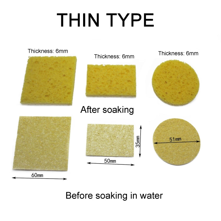 High Temperature Resistant Soldering Iron Cleaning Cotton Wood Pulp Sponge,Spec: Thin Square 6x6cm