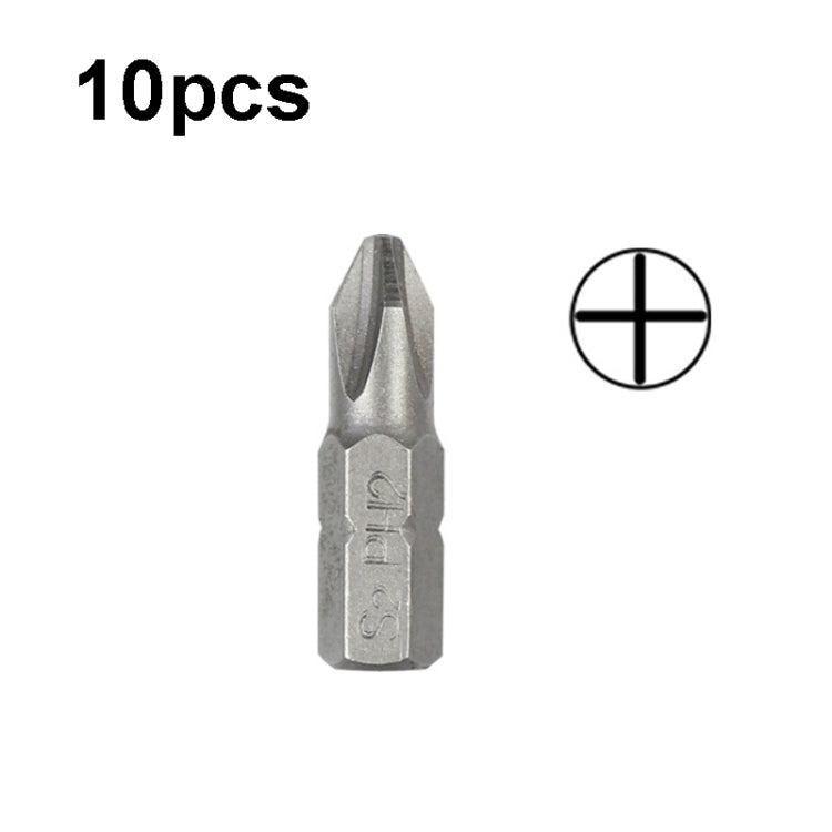 10pcs Electric Screwdriver Short Batch Head Strong Magnetic Driver Head, Series: Phillips PH2
