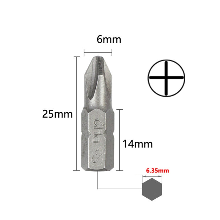 10pcs Electric Screwdriver Short Batch Head Strong Magnetic Driver Head, Series: Phillips PH2