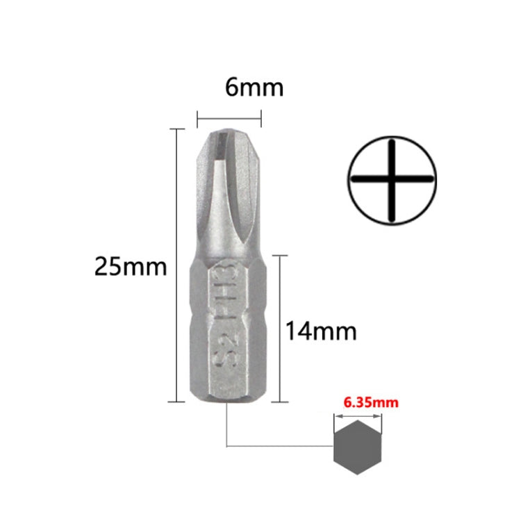 10pcs Electric Screwdriver Short Batch Head Strong Magnetic Driver Head, Series: Phillips PH3