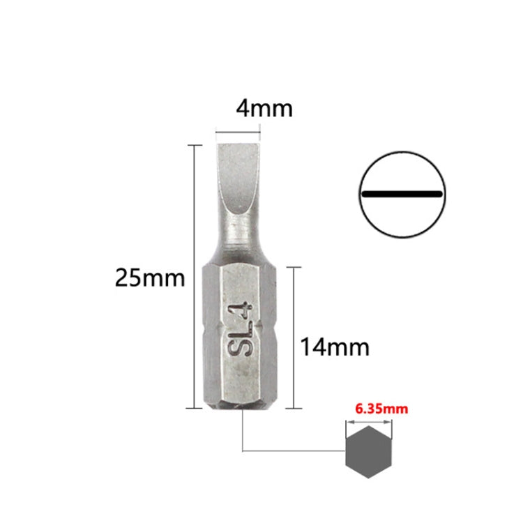 10pcs Electric Screwdriver Short Batch Head Strong Magnetic Driver Head, Series: Straight SL4