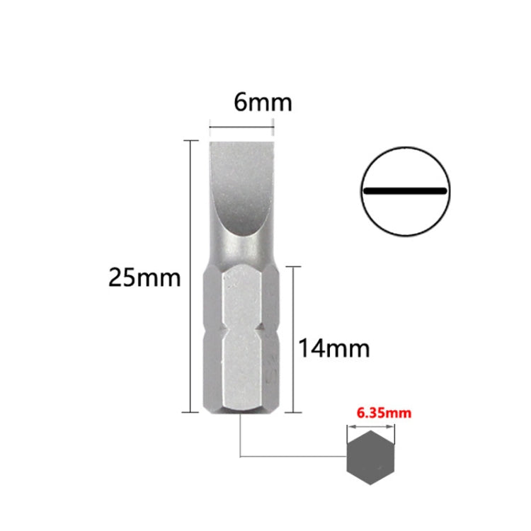 10pcs Electric Screwdriver Short Batch Head Strong Magnetic Driver Head, Series: Straight SL6