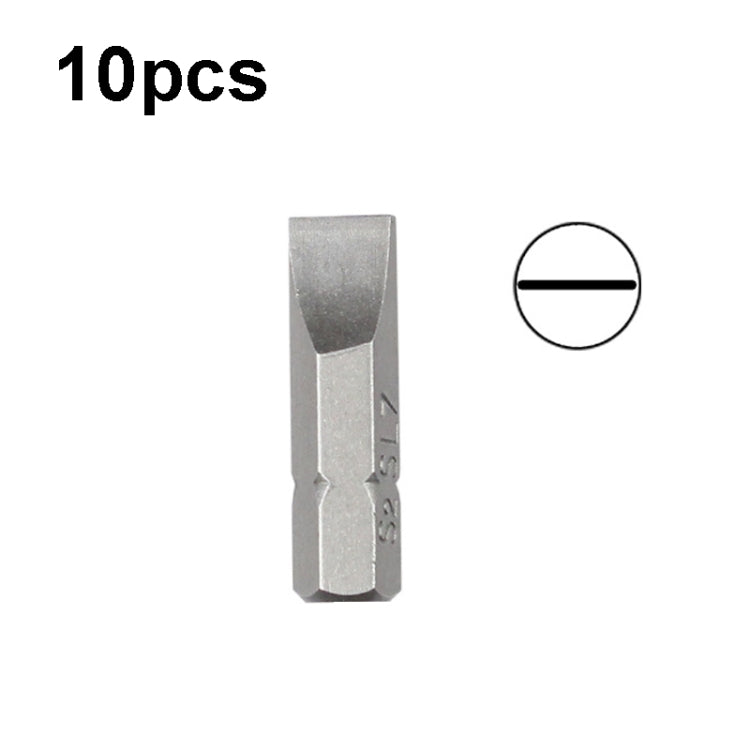 10pcs Electric Screwdriver Short Batch Head Strong Magnetic Driver Head, Series: Straight SL7