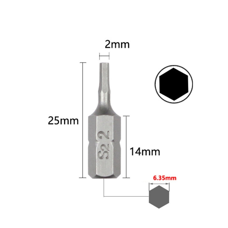 10pcs Electric Screwdriver Short Batch Head Strong Magnetic Driver Head, Series: Hexagon S2