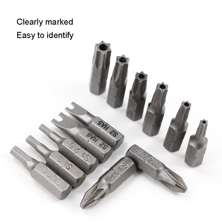 10pcs Electric Screwdriver Short Batch Head Strong Magnetic Driver Head, Series: Hexagon S2.5