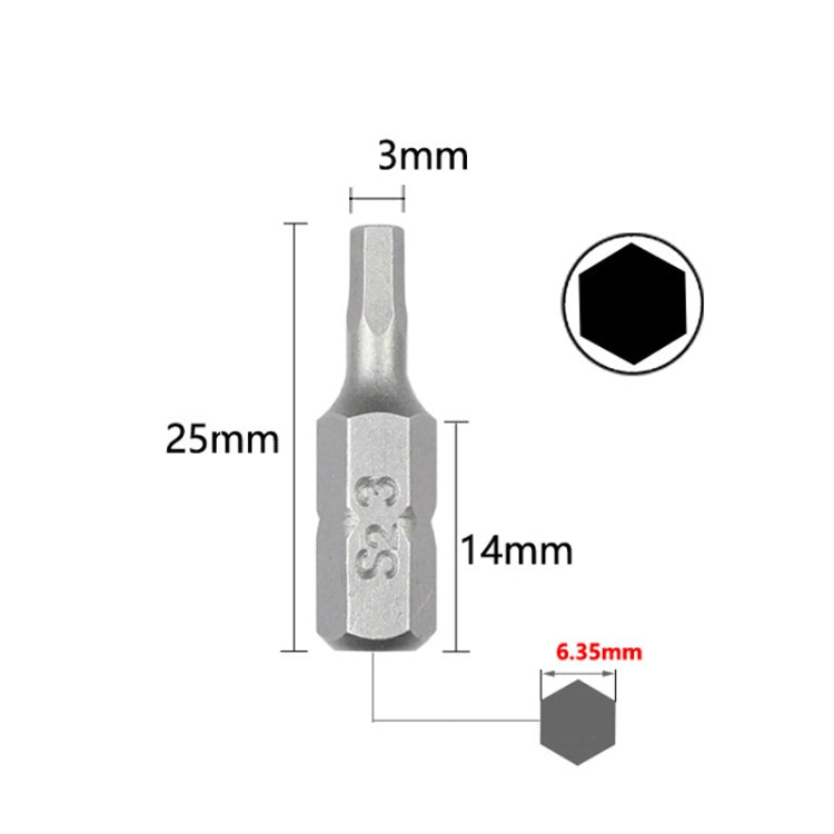 10pcs Electric Screwdriver Short Batch Head Strong Magnetic Driver Head, Series: Hexagon S3