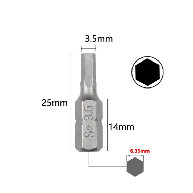 10pcs Electric Screwdriver Short Batch Head Strong Magnetic Driver Head, Series: Hexagon S3.5