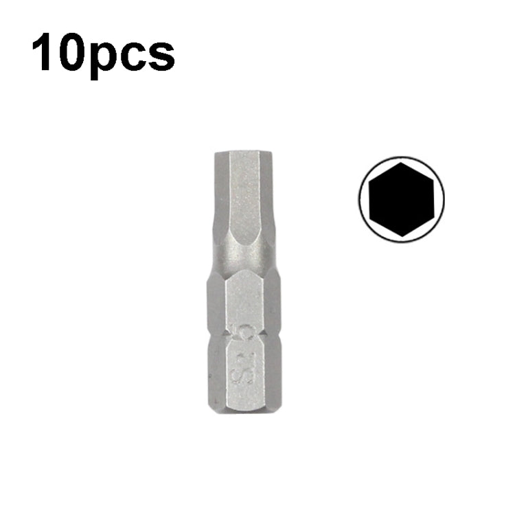 10pcs Electric Screwdriver Short Batch Head Strong Magnetic Driver Head, Series: Hexagon S5