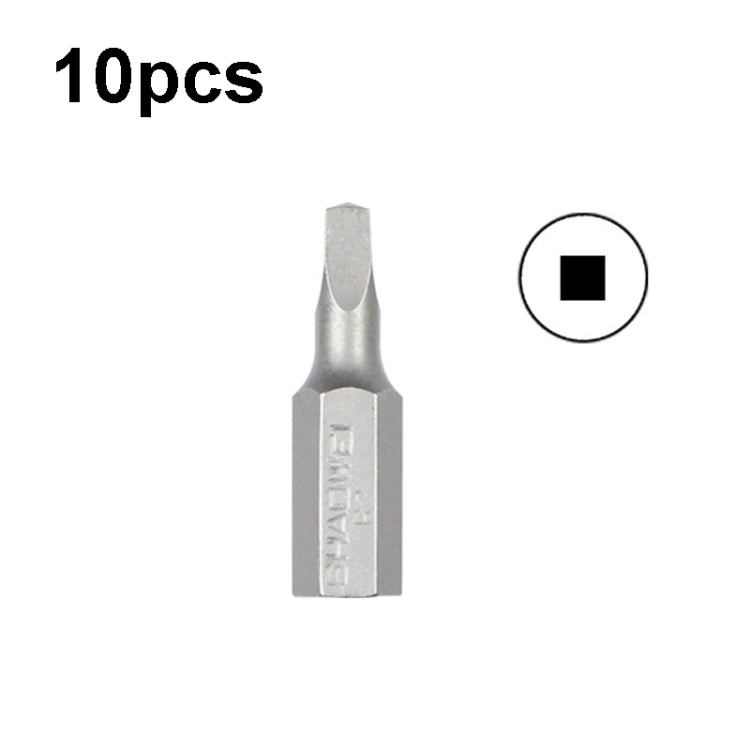 10pcs Electric Screwdriver Short Batch Head Strong Magnetic Driver Head, Series: Square R2