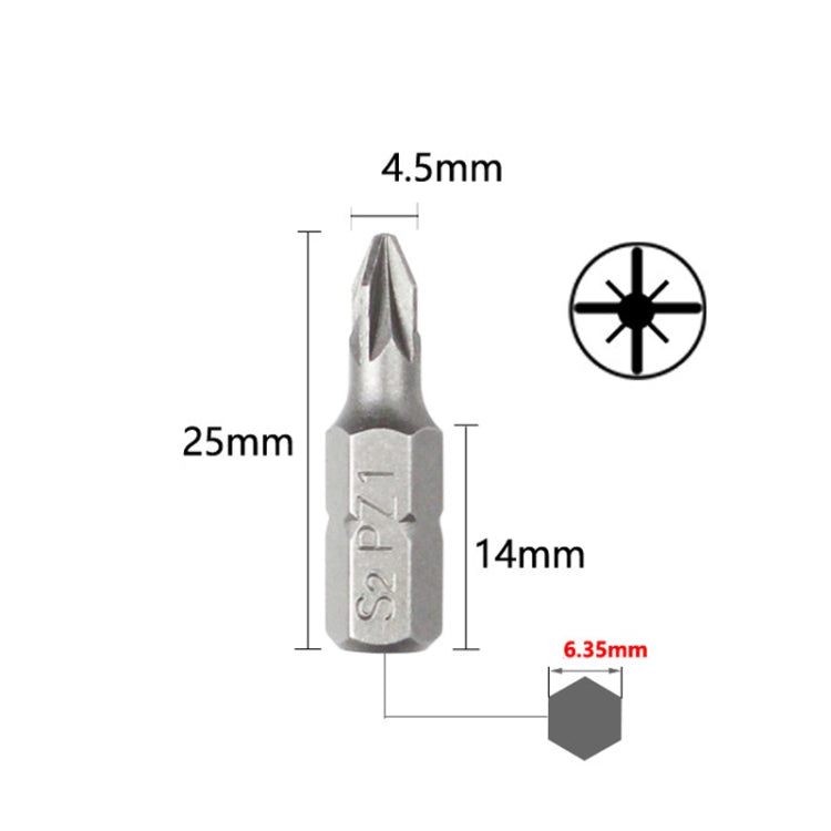 10pcs Electric Screwdriver Short Batch Head Strong Magnetic Driver Head, Series: Pozidriv PZ1