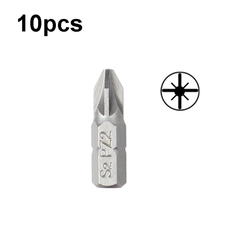 10pcs Electric Screwdriver Short Batch Head Strong Magnetic Driver Head, Series: Pozidriv PZ2