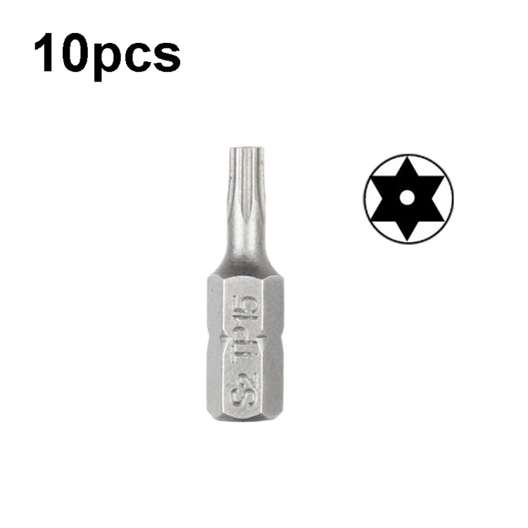 10pcs Electric Screwdriver Short Batch Head Strong Magnetic Driver Head, Series: With Hole Torx TP15