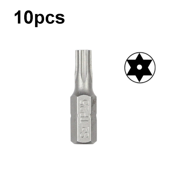 10pcs Electric Screwdriver Short Batch Head Strong Magnetic Driver Head, Series: With Hole Torx TP25