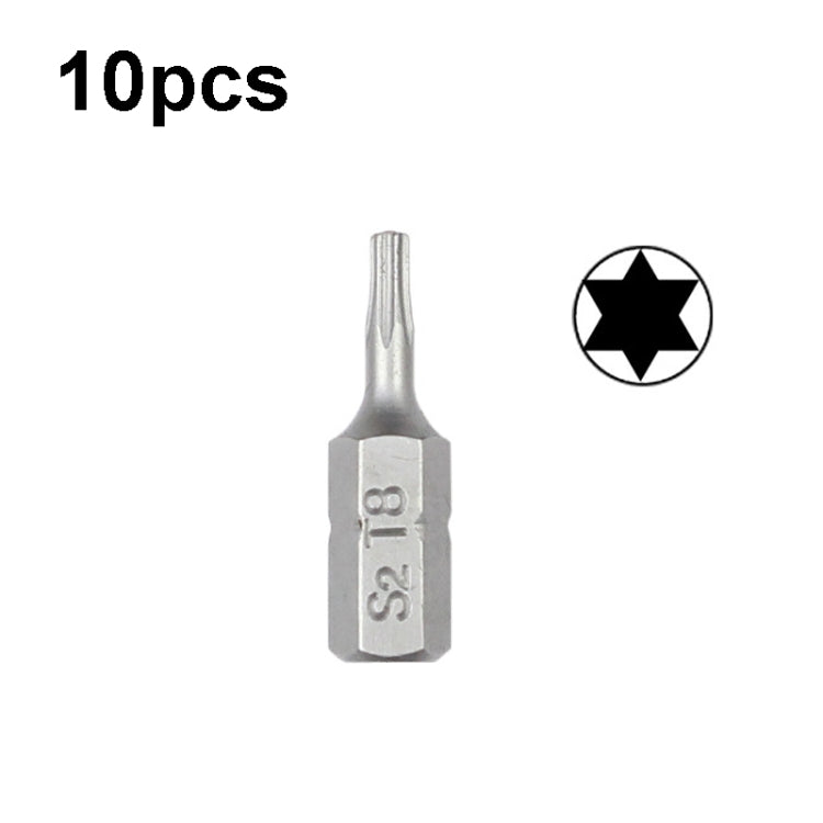 10pcs Electric Screwdriver Short Batch Head Strong Magnetic Driver Head, Series: Without Hole Torx T8