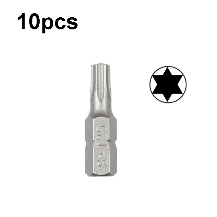 10pcs Electric Screwdriver Short Batch Head Strong Magnetic Driver Head, Series: Without Hole Torx T25